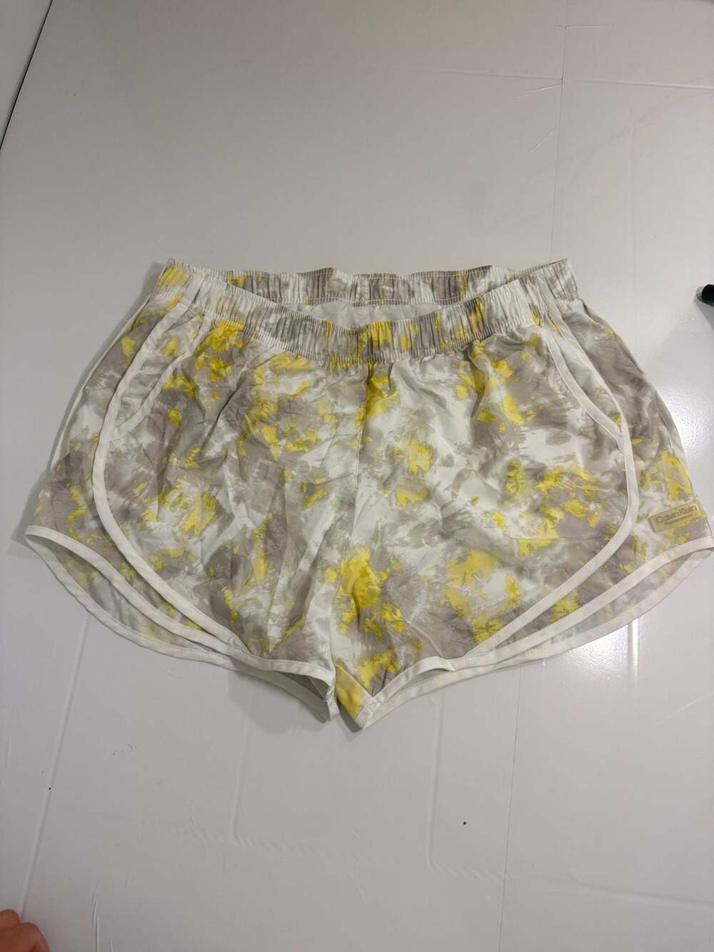 Calvin Klein Performance Tie-Dye Running Shorts Yellow Gray Size L